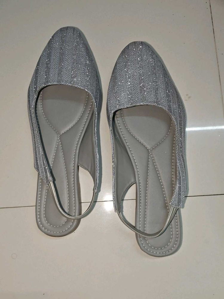 Sparkling Silver Slingback Flats