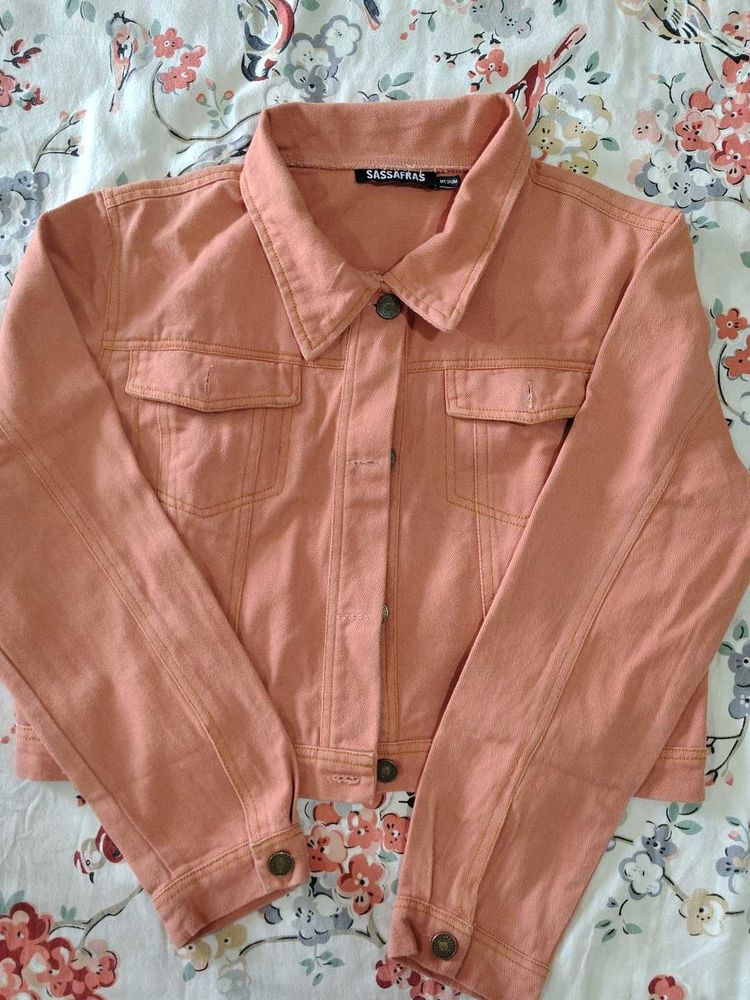 Ladies Peach Denim Jacket