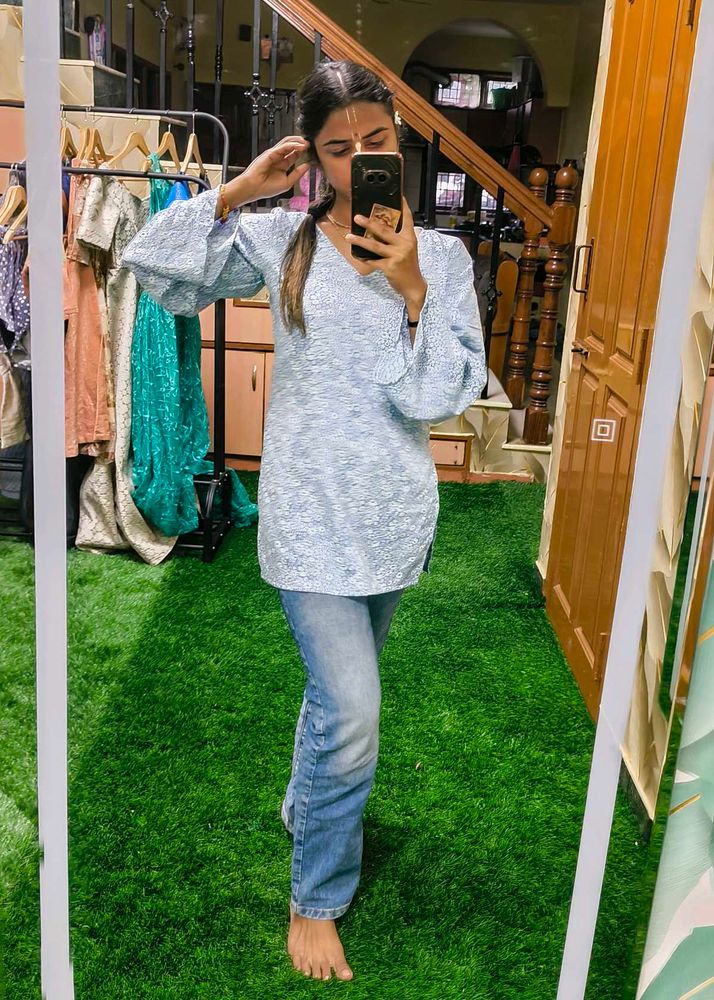 Stylish Blue Tunic Top