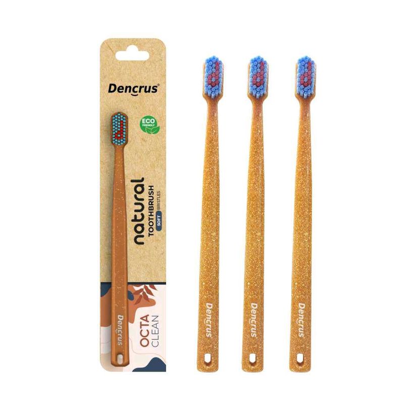 🌿 Dencrus Octa Clean Bamboo Toothbrush (Pack of 3