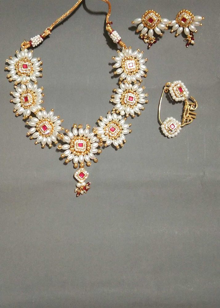 Ad Stone Necklace With Earrings And Name Nath.