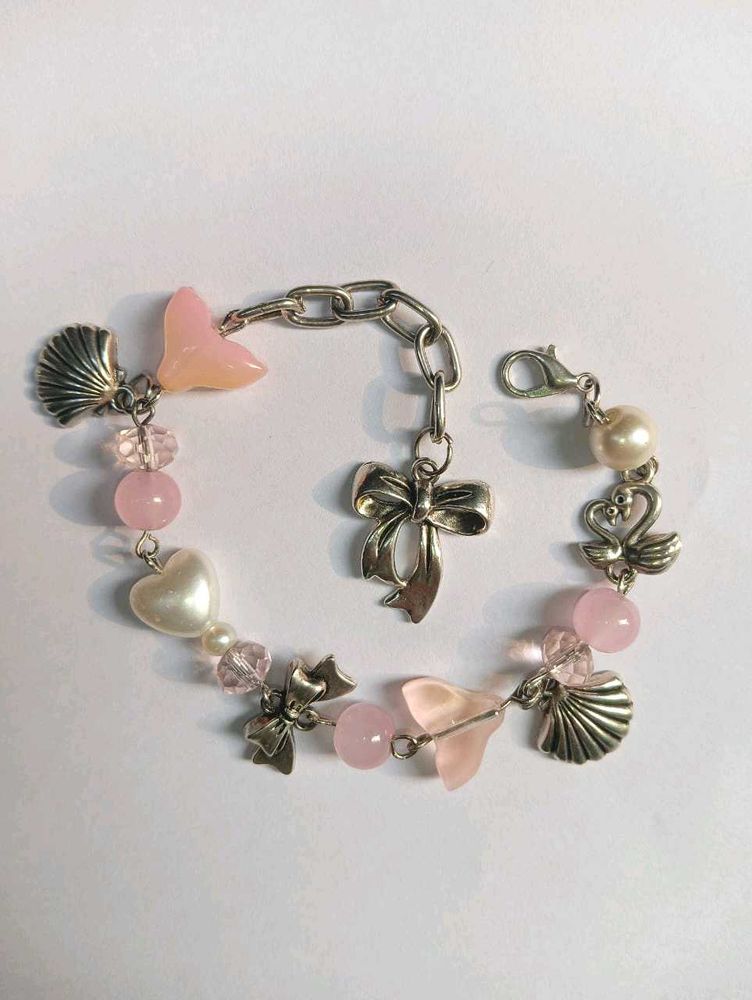 Pinteresty Coral Swan Cluster Bracelet ♡🦢.ೃ࿔