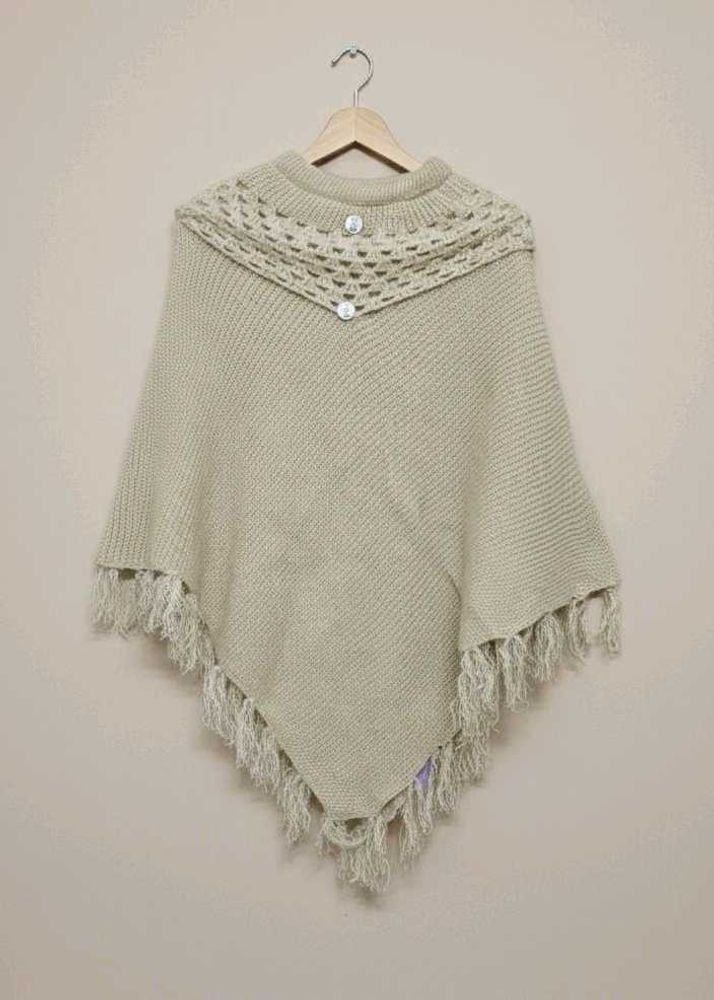 Cozy Knit Poncho with Button Detail