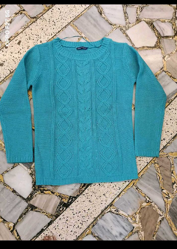 Blue Knitted Warm Sweater