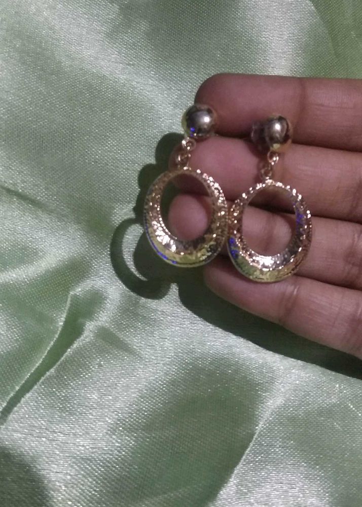 Golden Dangle Hoop Earrings