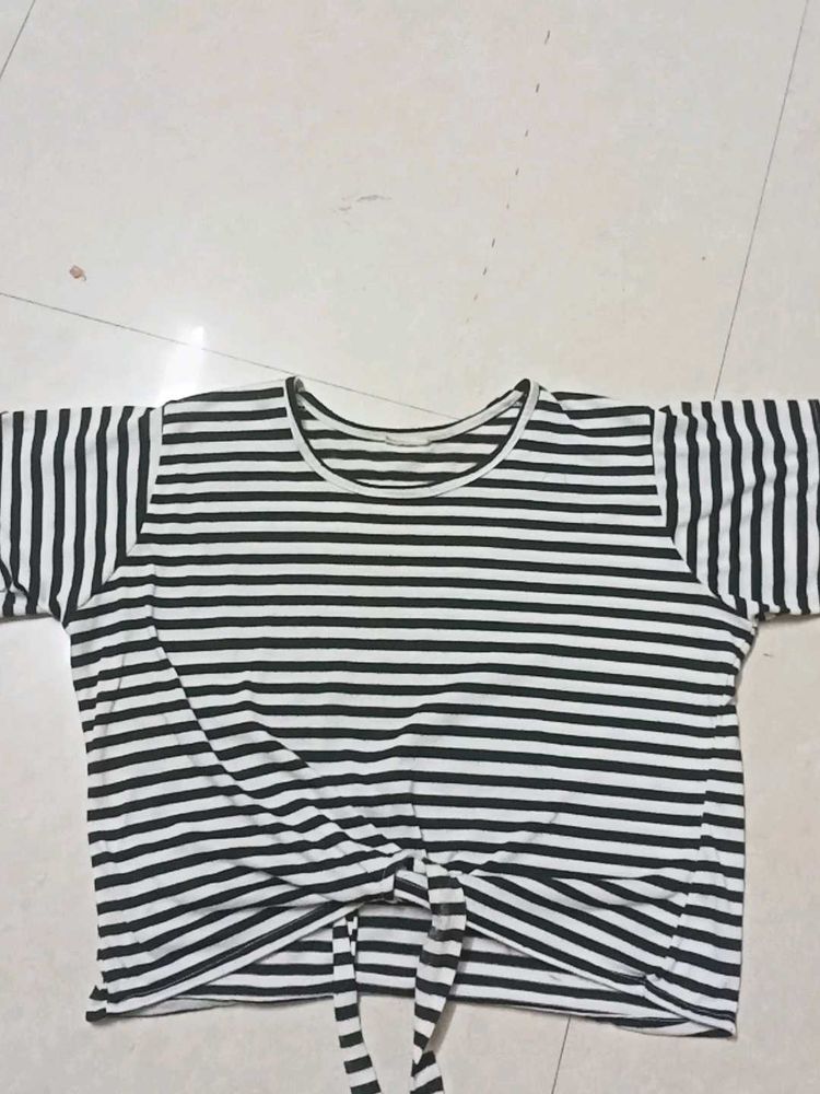 Striped Tie-Front Top