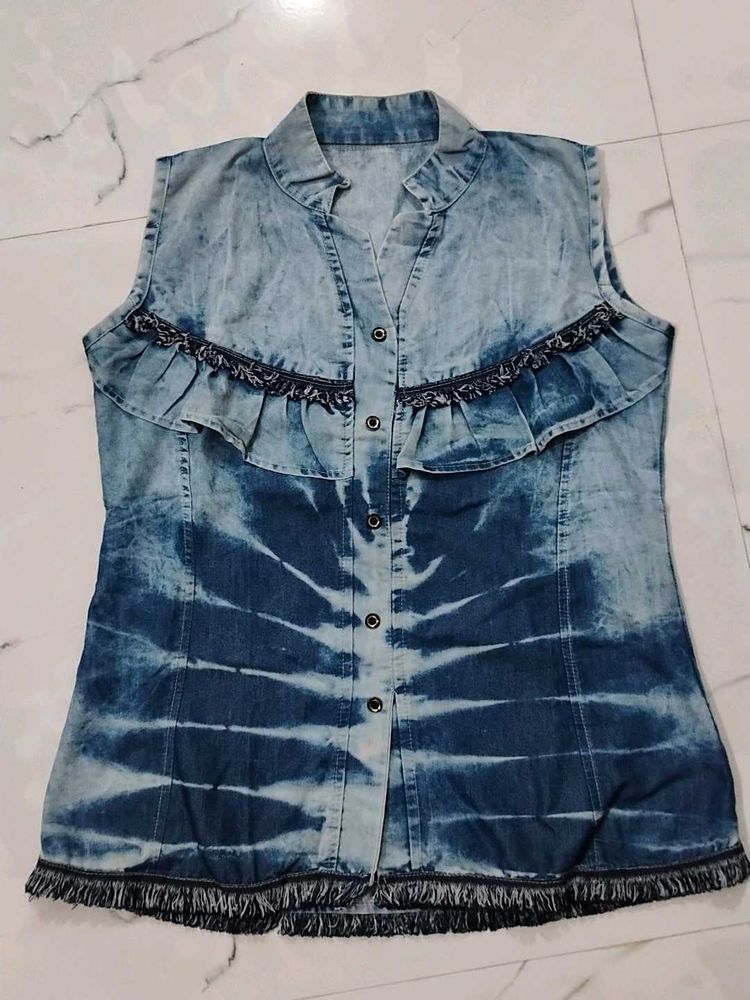 Vintage Denim Sleeveless Top