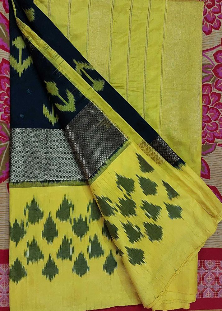 Elegant Yellow &amp; Black Saree