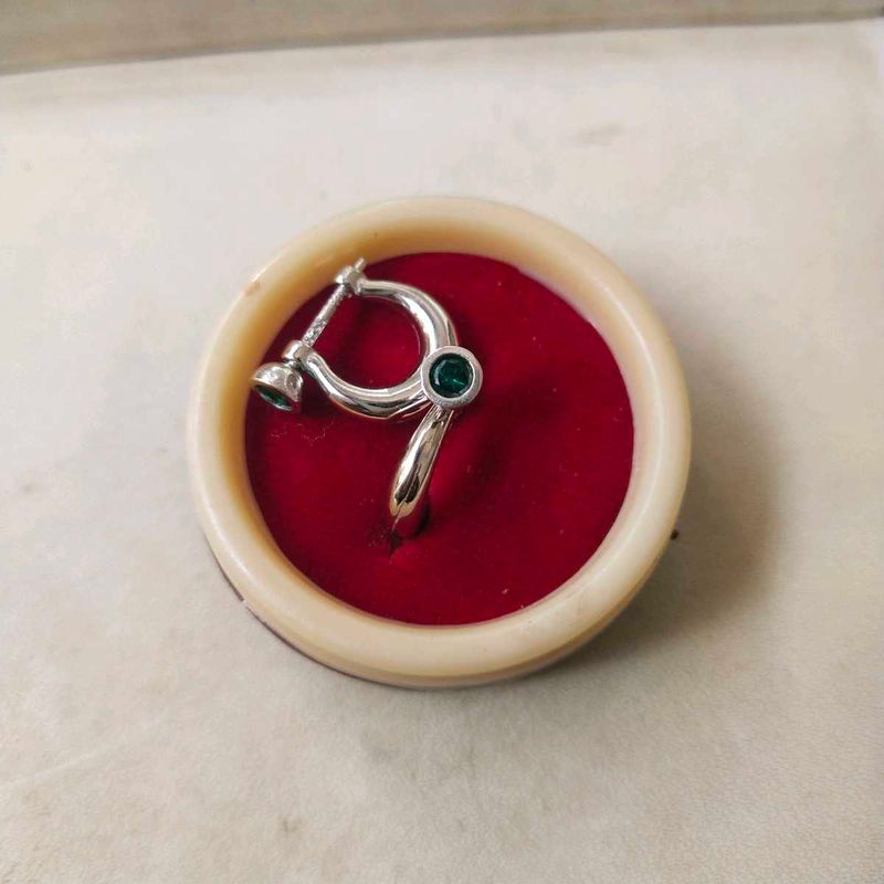 925 sterling silver Garnet Moissanite Hoop Earring