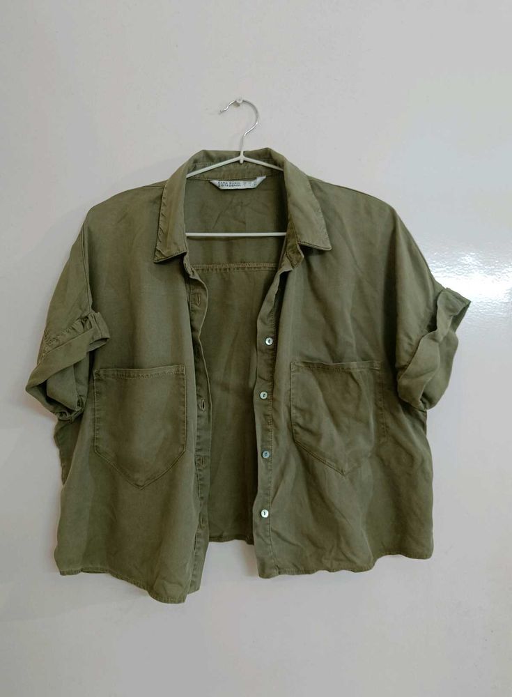 Zara Olive Safari Ready Crop Top🤠