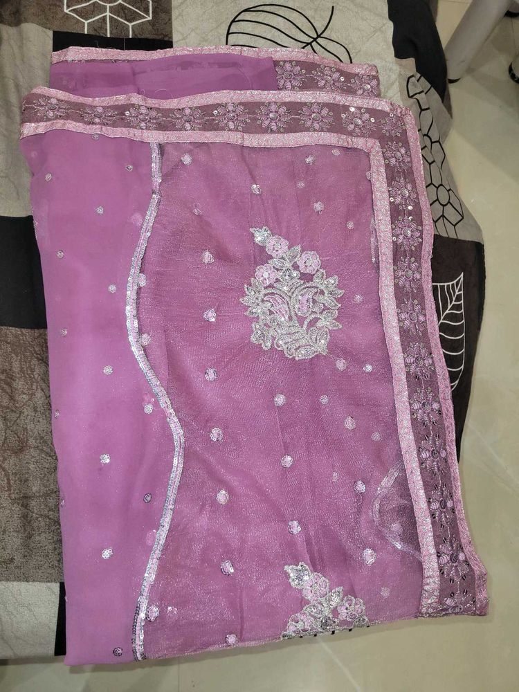 Elegant Lilac Work Saree