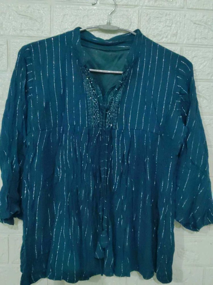 Elegant Teal Embellished Top