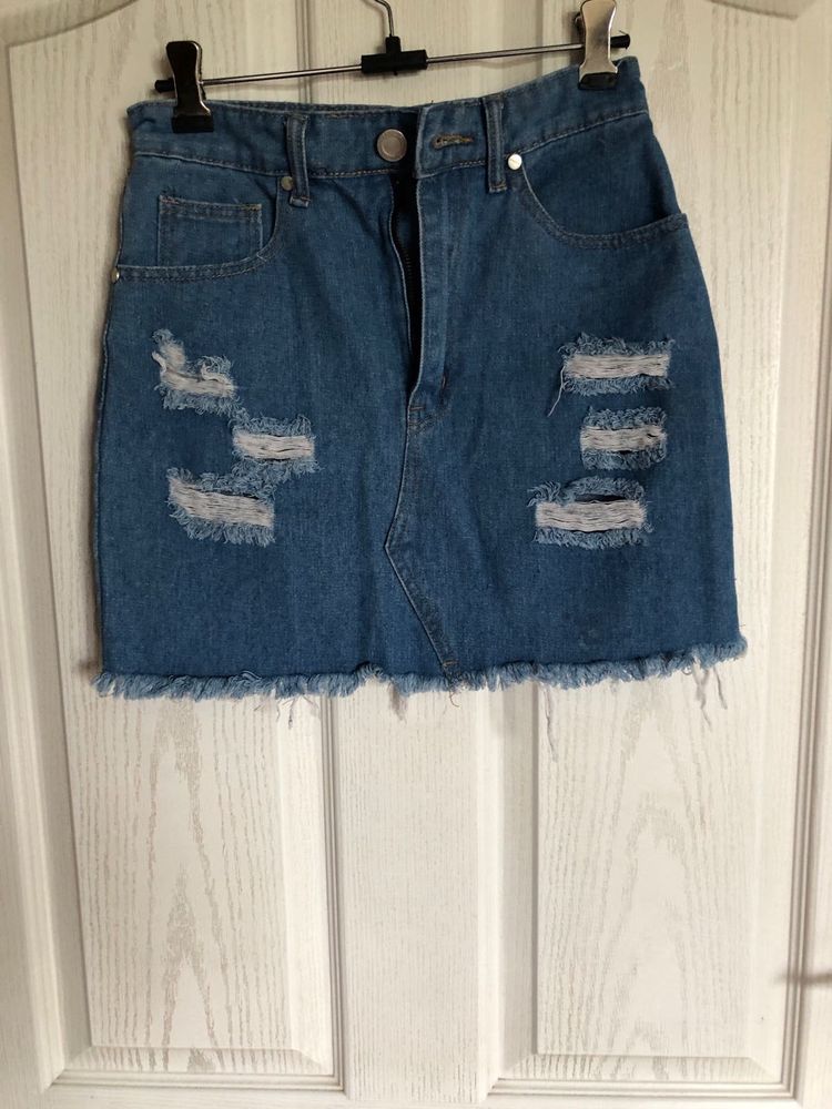 Denim Skirt Distressed