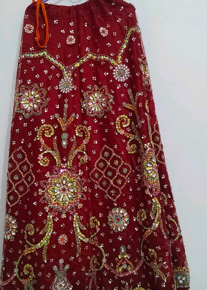 Embroidered Maroon Lehenga