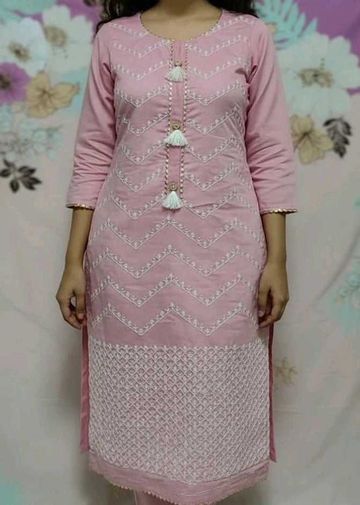 Pink Embroidered Kurta