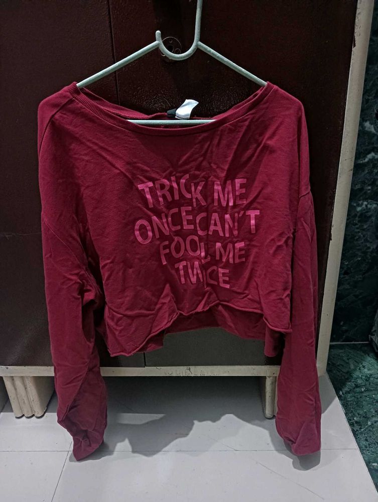 Oversized Cropped Red Sweatshirt/ Hoodie
