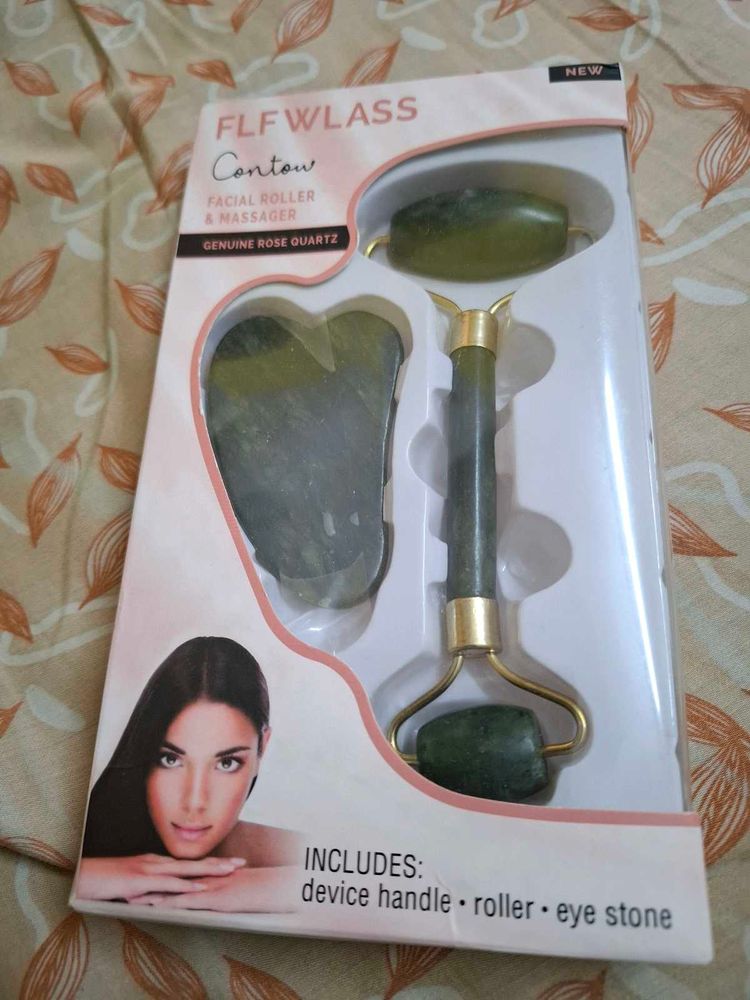 Rose Quartz Facial Roller And Guasha Stone