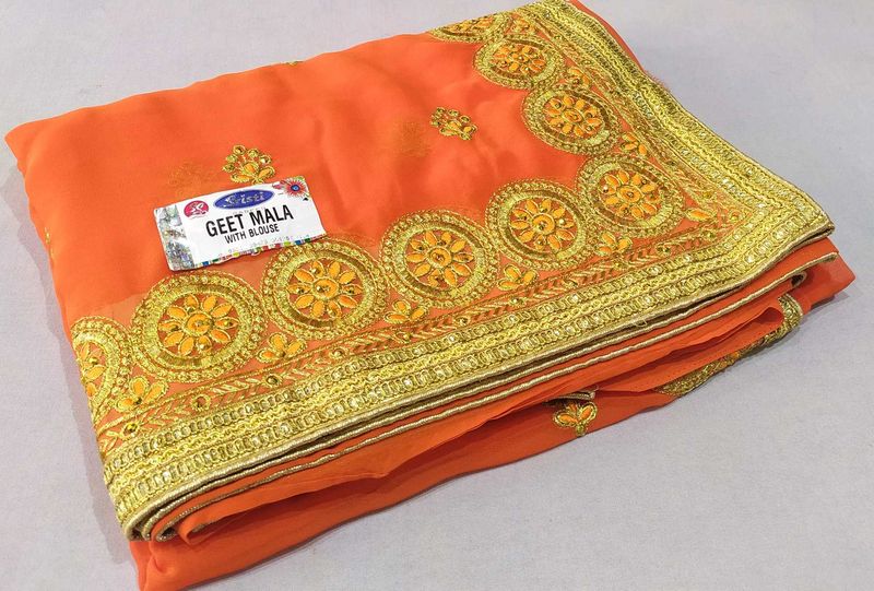 Elegant Orange Saree Sale New