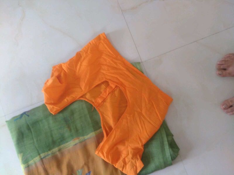 beautiful green saree with blouse