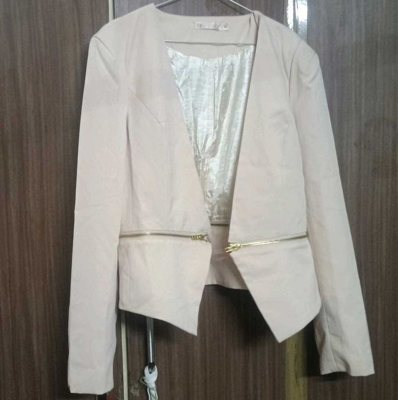 Blush Pink Blazer with Zipper Detail