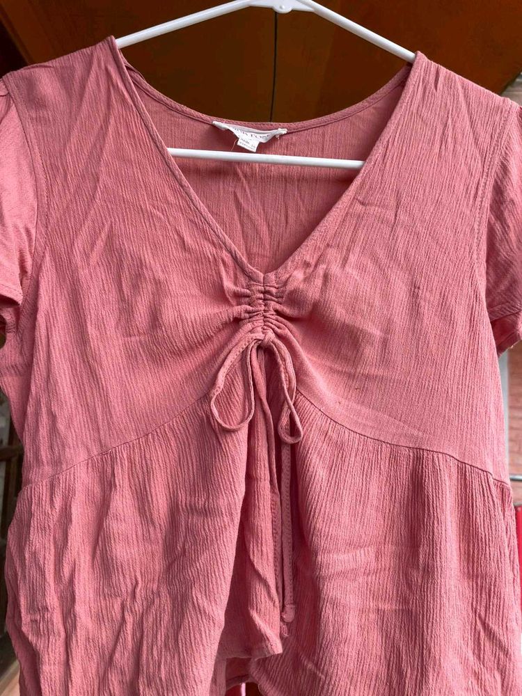 Cute Pink Tie-Front Top