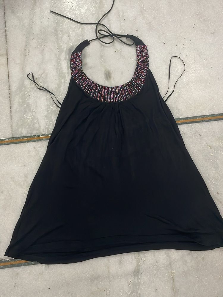Black With Beeds Top