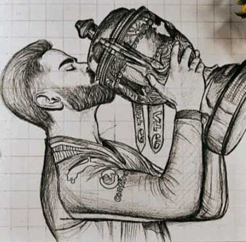 Virat Kohli RCB Hand Made Sketch
