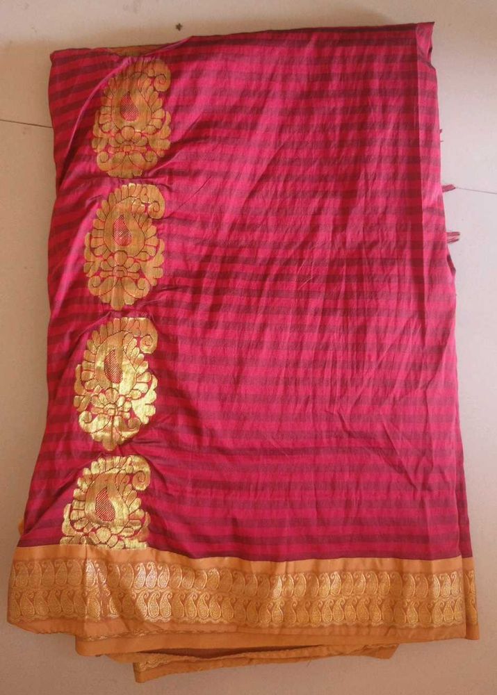 Elegant Pink &amp; Gold Saree