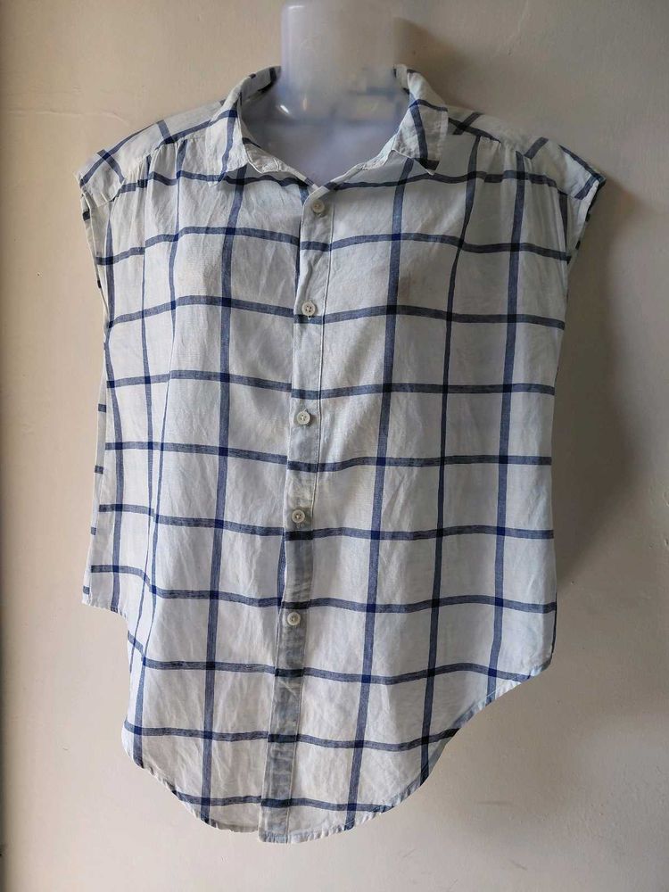 Checkered Sleeveless Shirt