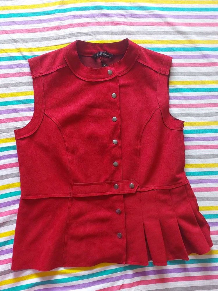 Chic Red Velvet Korean Y2k Top