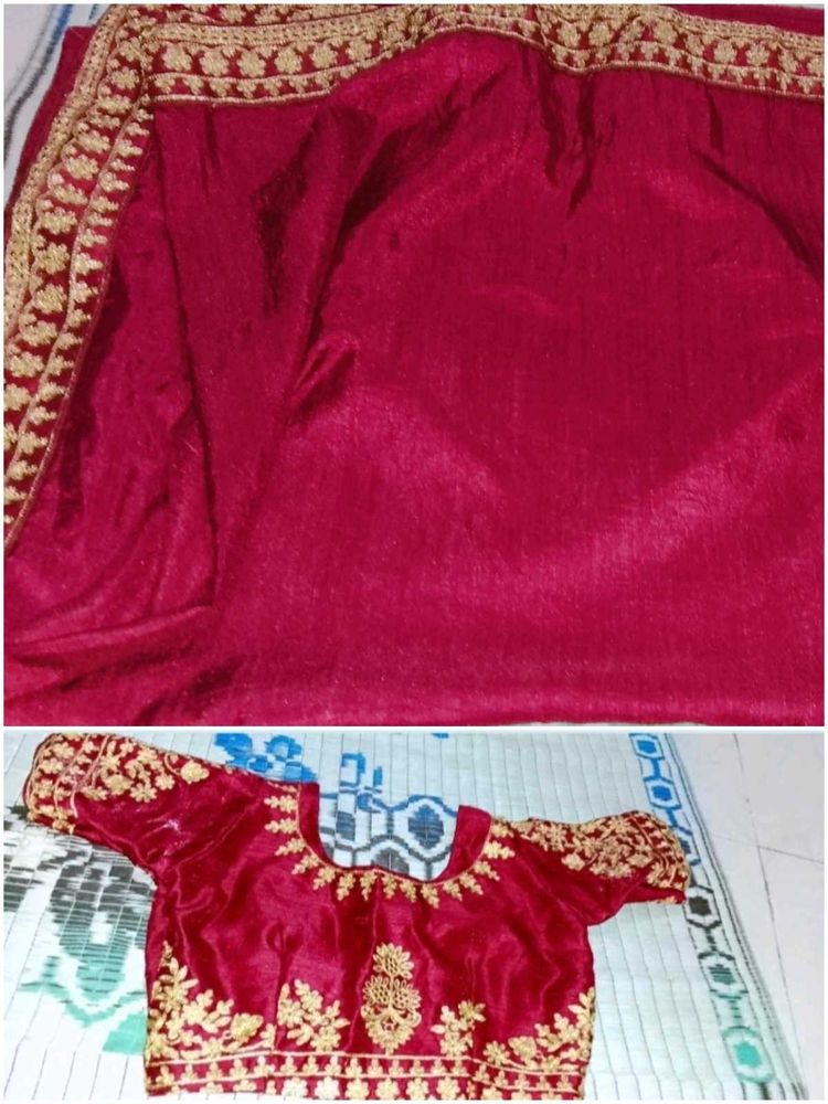 wedding wear saree with blouse