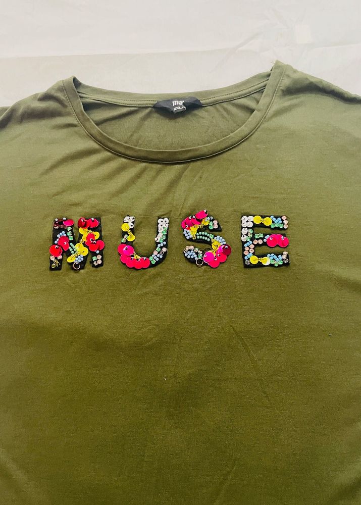 Olive Green &#39;MUSE&#39; Tee Max brand