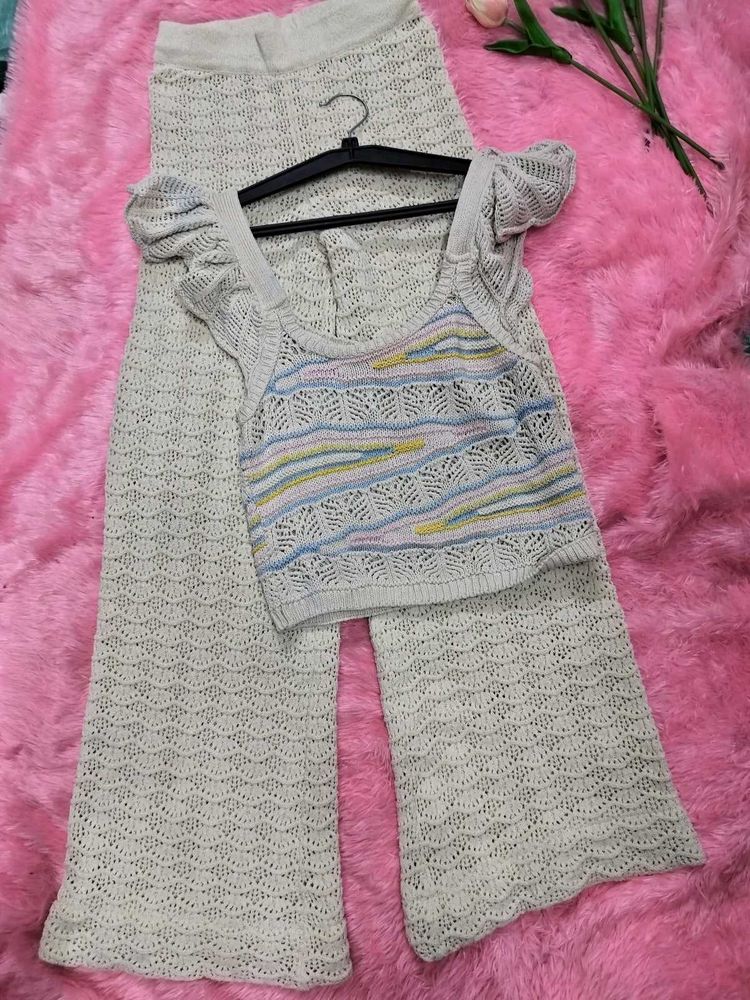 Knitted Crop Top &amp; Pants Set