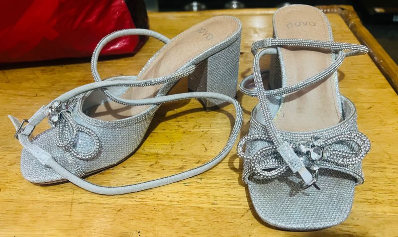 Novo Silver Sparkly Heels