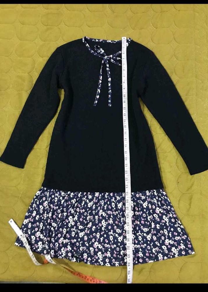 Black Dress with Floral Ruffle