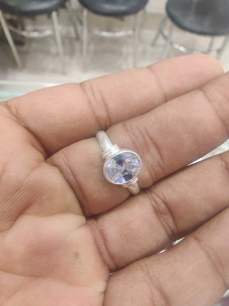 925 Silver Ring with Oval Stone Wth Hallmark
