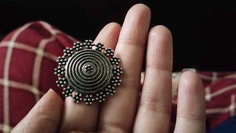 Oxidised Silver Round Ring