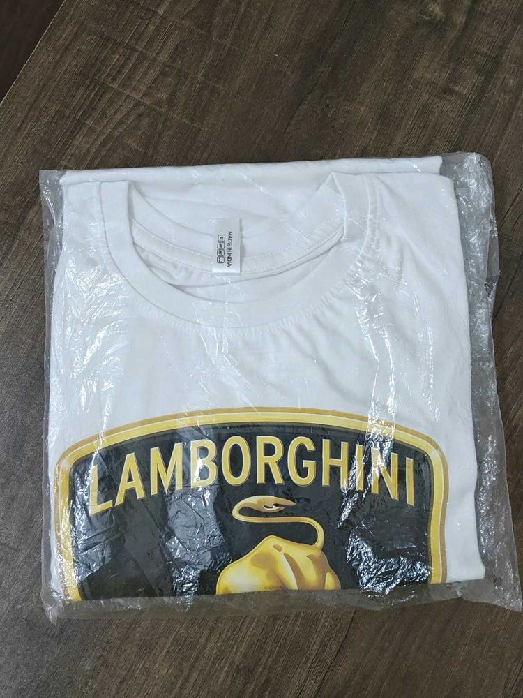 Lamborghini Print Men White Premium Tshirt