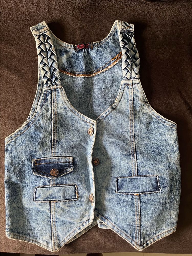 Denim Vest with Braided Detail
