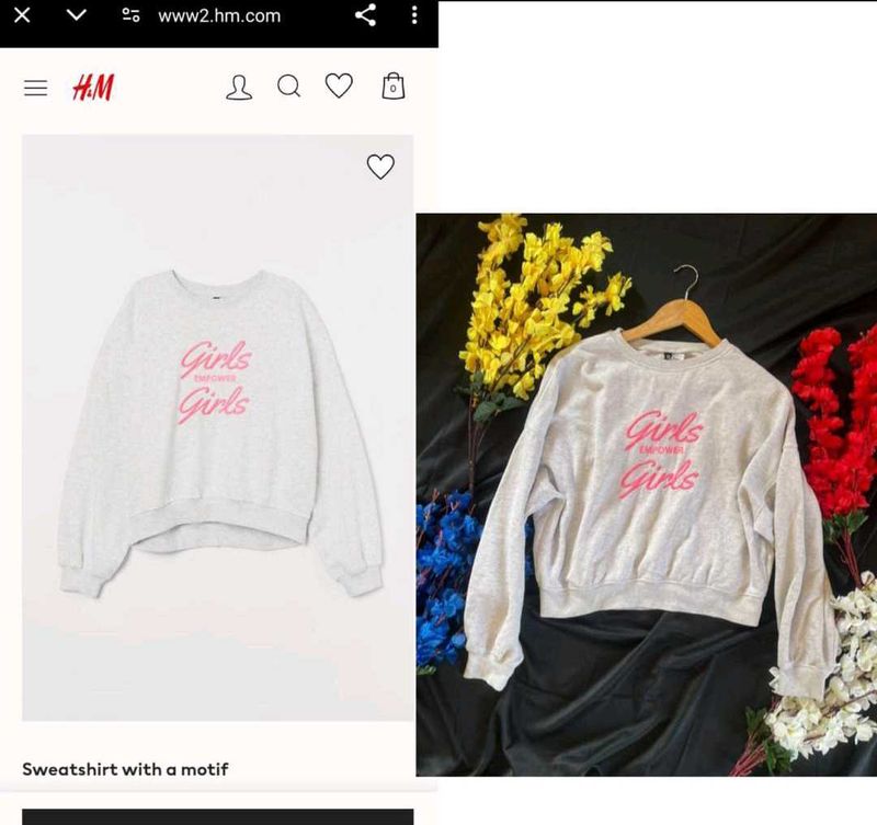 H&amp;M Girls Graphic crop oversized sweatshirt