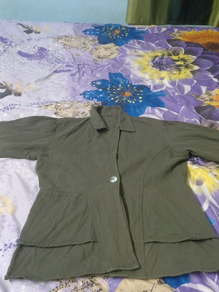 Vintage Olive Green Peplum Jacket