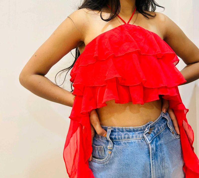 Red Ruffled Top