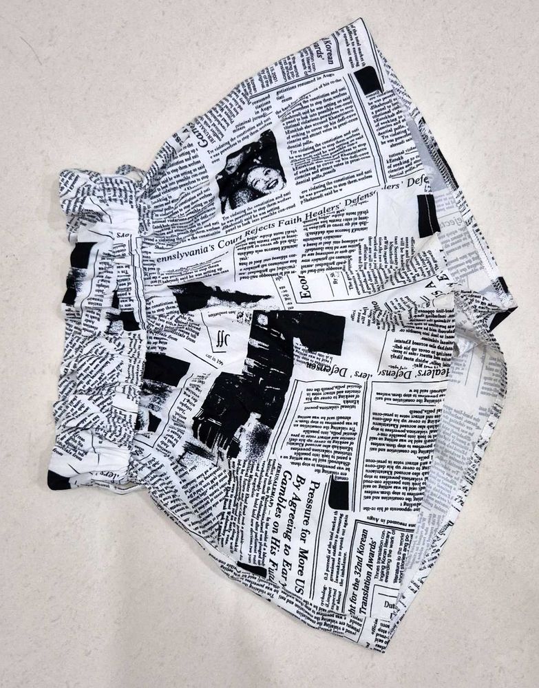 Newspaper Print Shorts