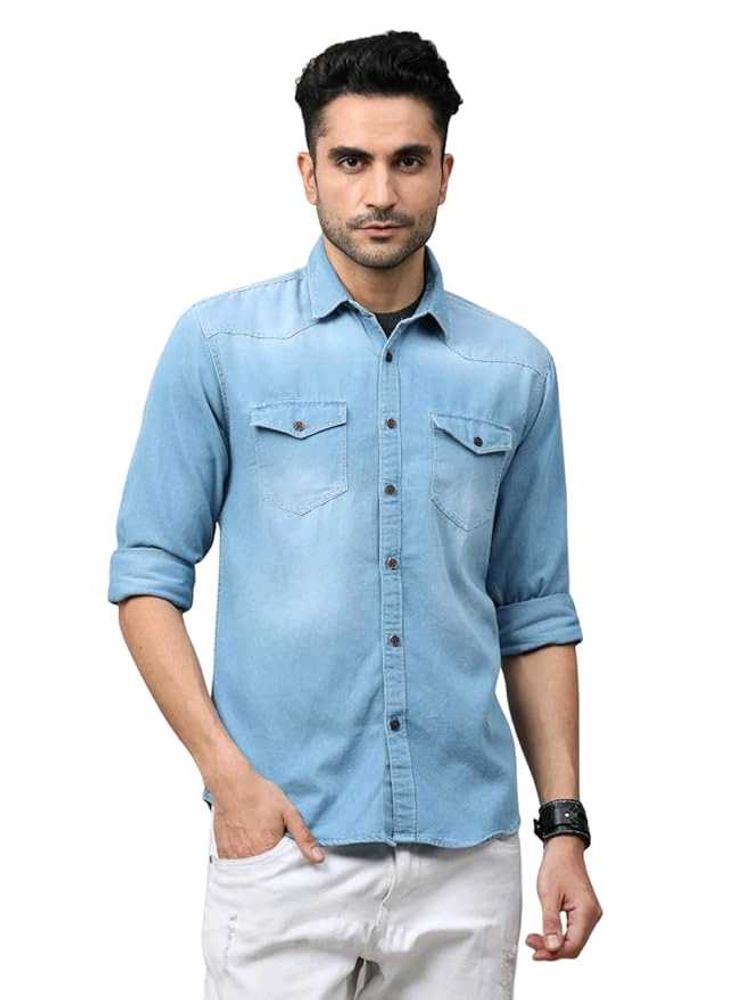 Denim Casual Shirt, 3XL SIZE