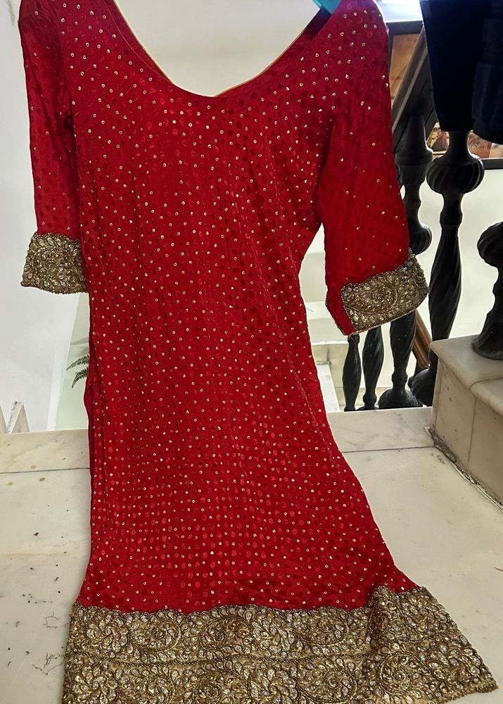 Red Embroidered Suit