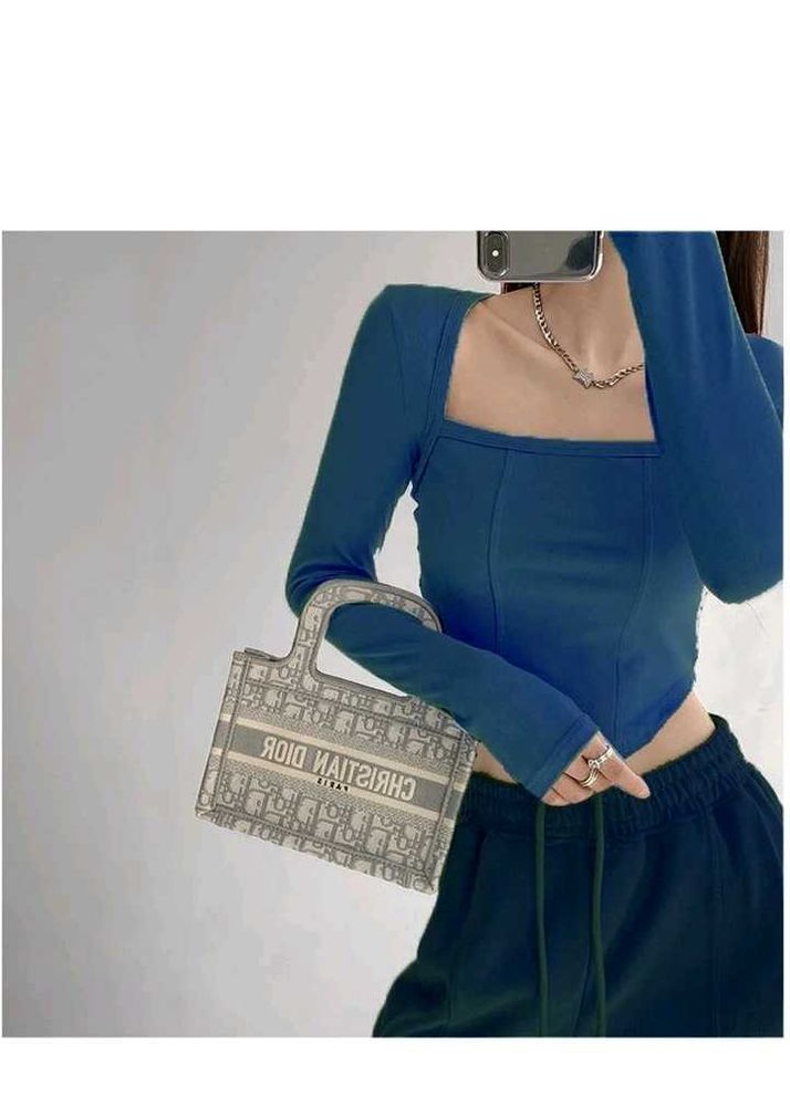 Square Neck Long Sleeve Crop Top