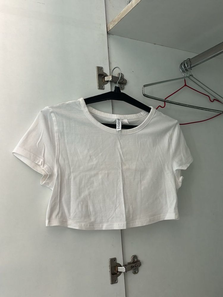 H&amp;M CROPPED JERSEY TOP