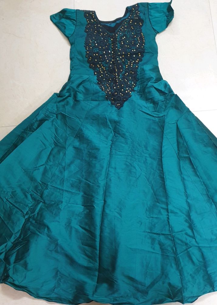 Ethnic Gown In Vibrant Peacock Blue Color