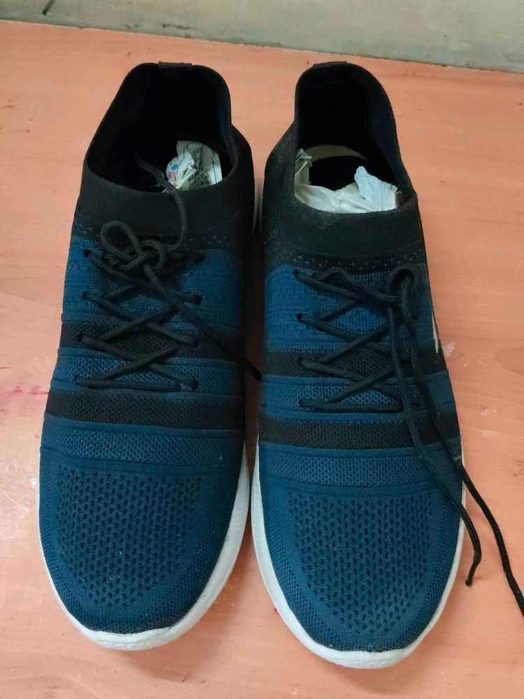 Blue and Black Running Shoes