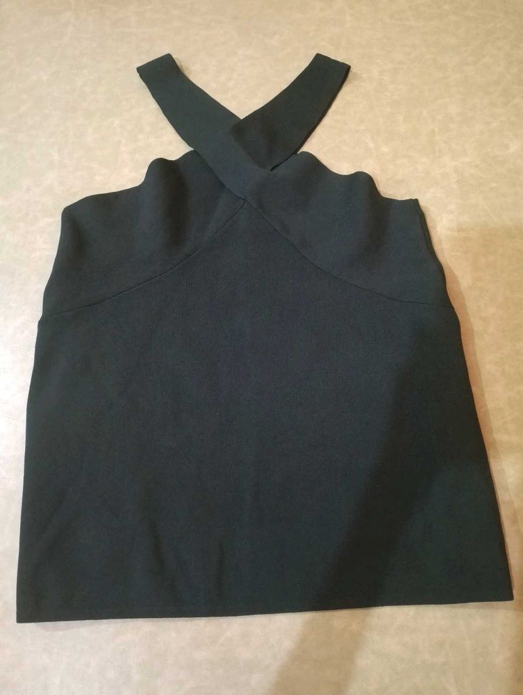 REISS Black Halter Top